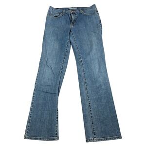 Levis 505 Straight Leg Jeans Womens 10 Medium Blue Wash Denim Stretch Zip Fly